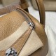 【Mini Lindy】大人の落ち着いた「0M チャイ」× シルバー金具 軽量＆大容量 小柄・背高い方両方にピッタリな万能ハンドバッグ
