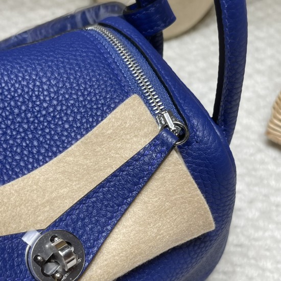 【Mini Lindy】目を引く「7T ブルーエレクトリック」× シルバー金具 軽量＆大容量 小柄・背高い方両方にマッチする個性的なミニバッグ