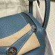 【Mini Lindy】大人可愛い「75 ブルージーン」× シルバー金具 コンパクトで大容量 どんな体型にも合うオールラウンドバッグ