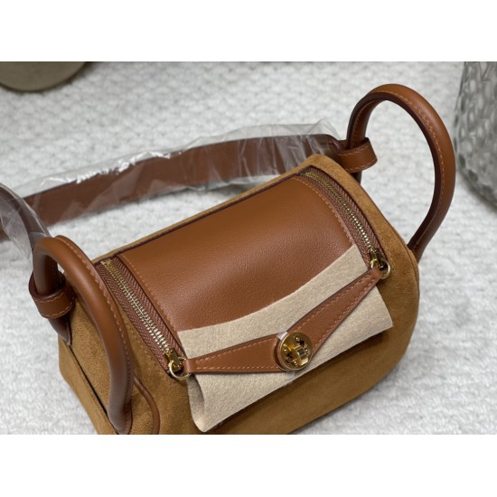 【Mini Lindy】アンティークゴールド × スワイフトレザー 鹿皮パネル 大人の落ち着いたヴィンテージデザイン 出荷準備中