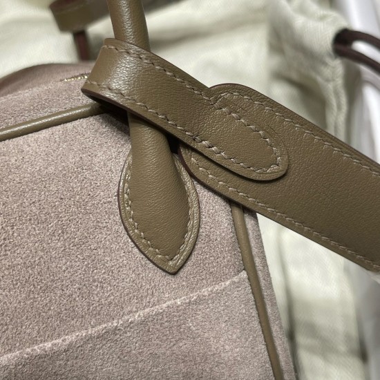 【Mini Lindy】鹿皮 × スワイフトレザー 8C グリエレファント ゴールド金具 大人の落ち着いたニュートラルデザイン 出荷準備中