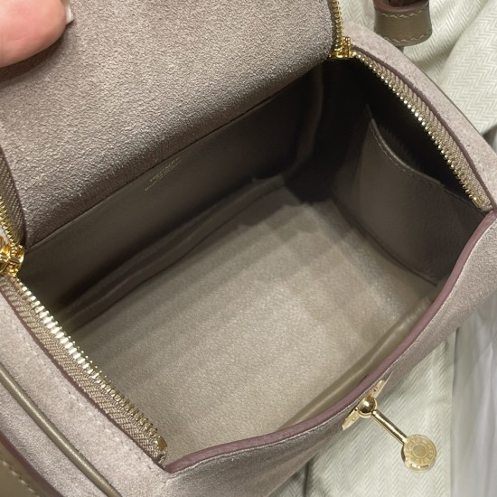 【Mini Lindy】鹿皮 × スワイフトレザー 8C グリエレファント ゴールド金具 大人の落ち着いたニュートラルデザイン 出荷準備中