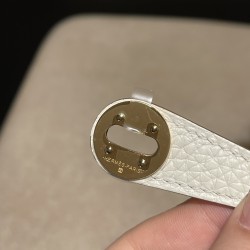 【Mini Lindy】マッシュルームホワイト 編み肩紐 × 幅広格子リボン ゴールド金具付き レトロな夏の定番バッグ