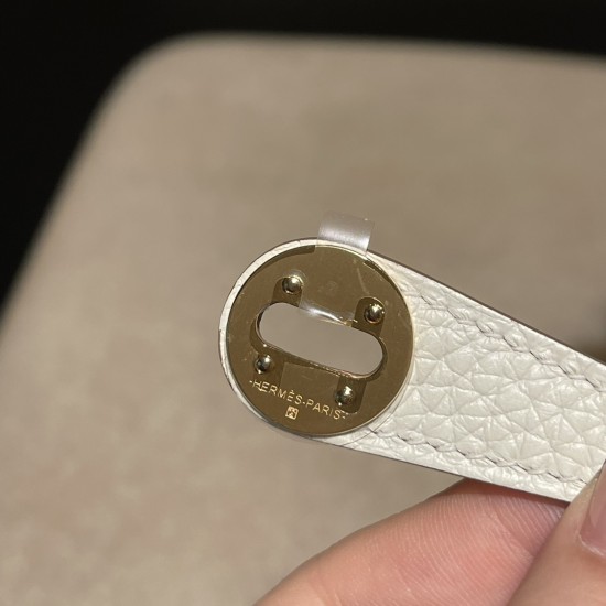 【Mini Lindy】マッシュルームホワイト 編み肩紐 × 幅広格子リボン ゴールド金具付き レトロな夏の定番バッグ