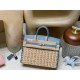 75/牛仔蓝/Blue Jean  ブルージーン Birkin picnic ピクニックバッグ  ピクニックに最も贅沢なギア、一目惚れの竹編みバッグ