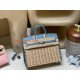75/牛仔蓝/Blue Jean  ブルージーン Birkin picnic ピクニックバッグ  ピクニックに最も贅沢なギア、一目惚れの竹編みバッグ