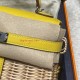 90/Jaune de Naples  ジョーヌナプル Kelly Picnic 藤条シリーズピクニックバッグswift 皮革（レザー）と藤（ふじ）の編み込み 