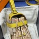 90/Jaune de Naples  ジョーヌナプル Kelly Picnic 藤条シリーズピクニックバッグswift 皮革（レザー）と藤（ふじ）の編み込み 