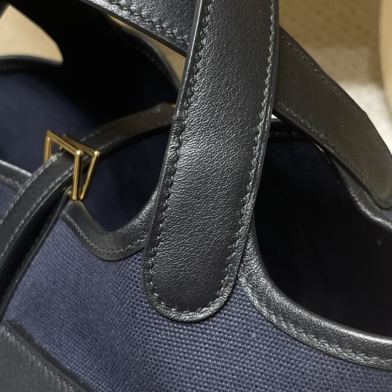 ピコタンロック18/PM cargo picotin ブラック ツイルアッシュ 78/Blue Marine ブルーマリン ゴールド金具 全手縫い ピコタンロック18/PM cargo picotin ブラック ツイルアッシュ 78/Blue Marine ブルーマリン ゴールド金具 全手縫い
