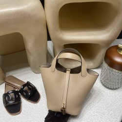 ピコタンロック18/PM  トリヨンクレマンス CLEMENCE   TC  picotin I8   S2/风衣灰/Trench トレンチ 【2024年春夏新色】 ゴールド金具 全手縫い