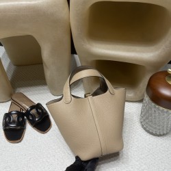 ピコタンロック18/PM  トリヨンクレマンス CLEMENCE   TC  picotin I8   S2/风衣灰/Trench トレンチ 【2024年春夏新色】 ゴールド金具 全手縫い