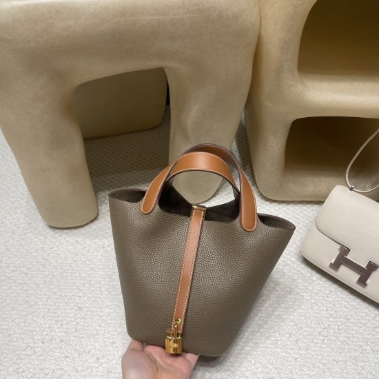 ピコタンロック18/PM トリヨンクレマンス CLEMENCE  TC  18/Étoupe Grey (Étoupe)  エトゥープ& swift  37 /Gold ゴールド ゴールド金具 全手縫い