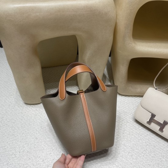 ピコタンロック18/PM トリヨンクレマンス CLEMENCE  TC  18/Étoupe Grey (Étoupe)  エトゥープ& swift  37 /Gold ゴールド ゴールド金具 全手縫い