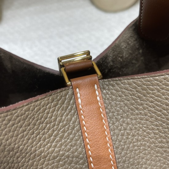 ピコタンロック18/PM トリヨンクレマンス CLEMENCE  TC  18/Étoupe Grey (Étoupe)  エトゥープ& swift  37 /Gold ゴールド ゴールド金具 全手縫い