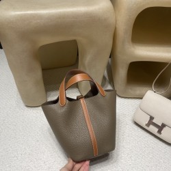 ピコタンロック18/PM トリヨンクレマンス CLEMENCE  TC  18/Étoupe Grey (Étoupe)  エトゥープ& swift  37 /Gold ゴールド ゴールド金具 全手縫い