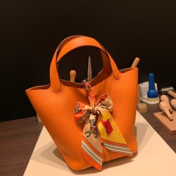 エルメス ピコタンロック MM  ピコタン トリヨンクレマンス 93/Orange オレンジ ゴールド金具  piction22-005 全手縫い