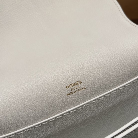 エルメス Roulis 19cm エバーカラー 01/White (Blanc) ホワイト ゴールド金具   Roulis-032 全手縫い