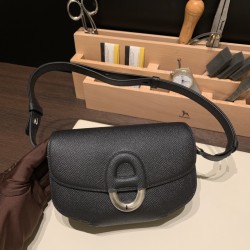 エルメスCherche-Midi 18 ヴォーエプソン 89/Black (Noir) ブラック シルバー金具  Cherche-045 全手縫い