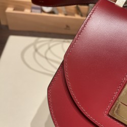 エルメス Mosaique 17センチ ボックスカーフ B5/Ruby ルビー ゴールド金具   Mosaique-063 全手縫い