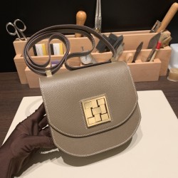 エルメス Mosaique 17センチ ヴォーエプソン 18/Étoupe Grey (Étoupe)  エトゥープ ゴールド金具   Mosaique-070 全手縫い