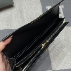 Chevre 89 Black ケリーポケット ロングウォレット｜カードスロット・ジップポケット・着脱式ハンドル付き シェブルミゾル 金扣 ミニマルデザイン