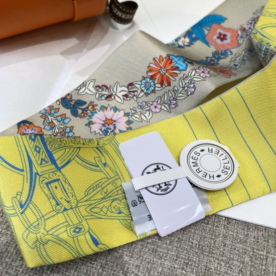 Hermes エルメス 華やかな手綱フラワーバージョン Twilly スモールスカーフ Hermes エルメス 華やかな手綱フラワーバージョン Twilly スモールスカーフ