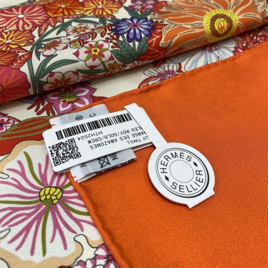 Hermes  エルメス 華やかな手綱フラワーバージョン 90 スカーフ 