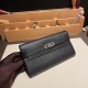 エルメス ケリーウォレット ロング ヴォーエプソン 89/Black (Noir) ブラック シルバー金具  wallet-001 全手縫い