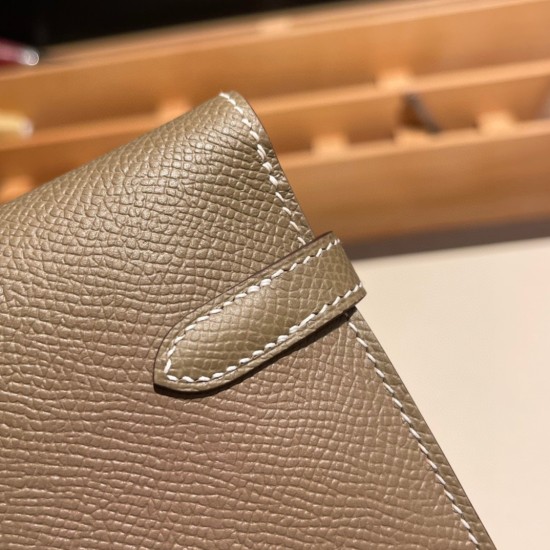 エルメス ケリーウォレット ロング ヴォーエプソン 18/Étoupe Grey (Étoupe)  エトゥープ シルバー金具  wallet-003 全手縫い