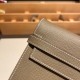 エルメス ケリーウォレット ロング ヴォーエプソン 18/Étoupe Grey (Étoupe)  エトゥープ シルバー金具  wallet-003 全手縫い