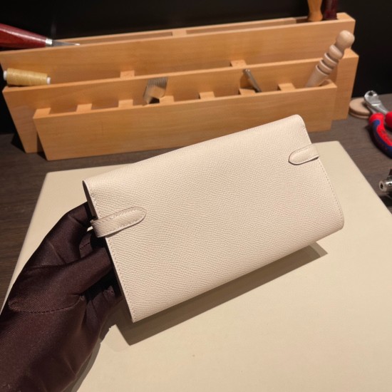 エルメス ケリーウォレット ロング ヴォーエプソン 10/Craie  クレ シルバー金具  wallet-007 全手縫い