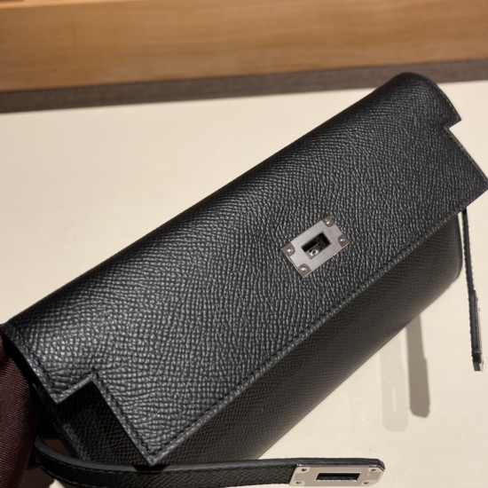 エルメス ケリーウォレット ロング ヴォーエプソン 89/Black (Noir) ブラック シルバー金具  wallet-009 全手縫い