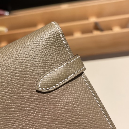 エルメス ケリーウォレット ロング ヴォーエプソン 18/Étoupe Grey (Étoupe)  エトゥープ シルバー金具  wallet-011 全手縫い