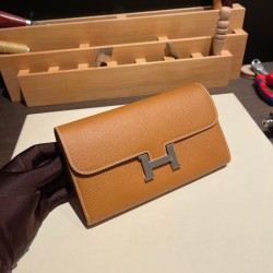 エルメス コンスタンス ロング ヴォーエプソン 37 /Gold ゴールド シルバー金具  wallet-025 全手縫い