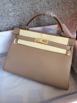 エルメス ケリー32 トゥルティ―ルグレー トゴ ゴールド金具
