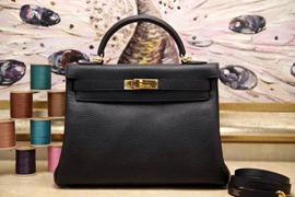 エルメス ケリー32 ブラック トゴ ゴールド金具