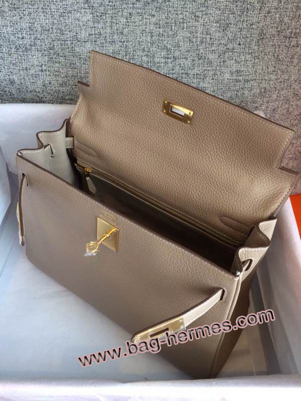 エルメス ケリー32 トゥルティ―ルグレー トゴ ゴールド金具
