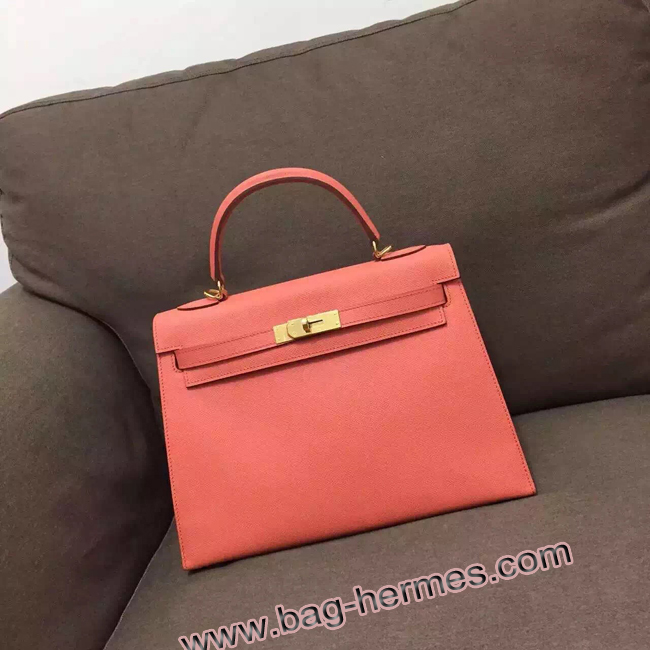 エルメス ケリー32 フラミンゴ ヴォーエプソン ゴールド金具