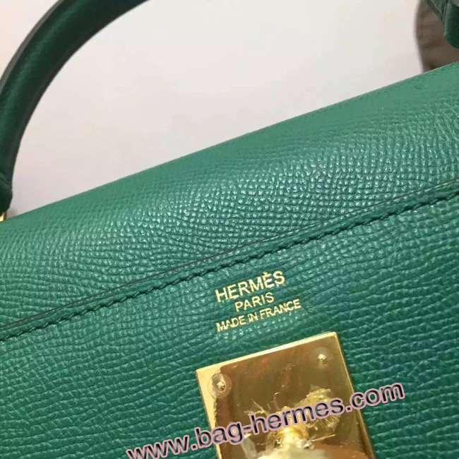 エルメス ケリー32 マラカイト ヴォーエプソン ゴールド金具