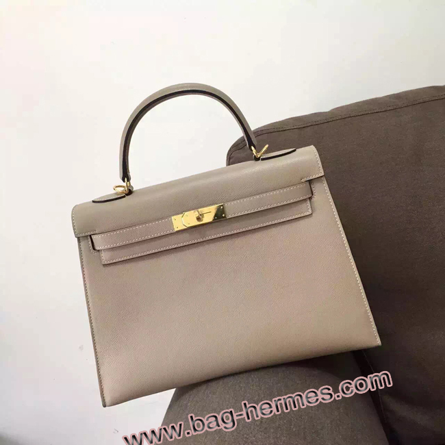 エルメス ケリー32 トゥルティ―ルグレー ヴォーエプソン ゴールド金具