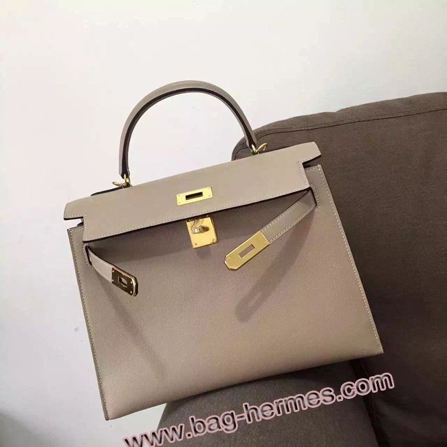 エルメス ケリー32 トゥルティ―ルグレー ヴォーエプソン ゴールド金具