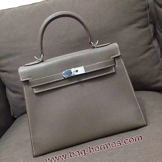 エルメス ケリー32 エトゥープ ヴォーエプソン シルバー金具
