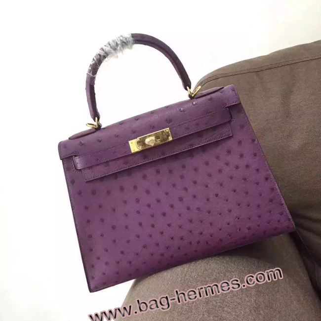 エルメス ケリー32 アネモネ オーストリッチ ゴールド金具