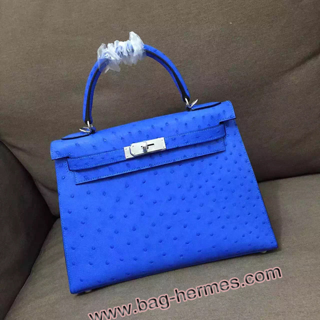 エルメス ケリー32 クロッカス オーストリッチ シルバー金具