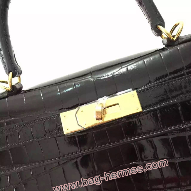 エルメス ケリー32 コーヒー クロコポロサス ゴールド金具