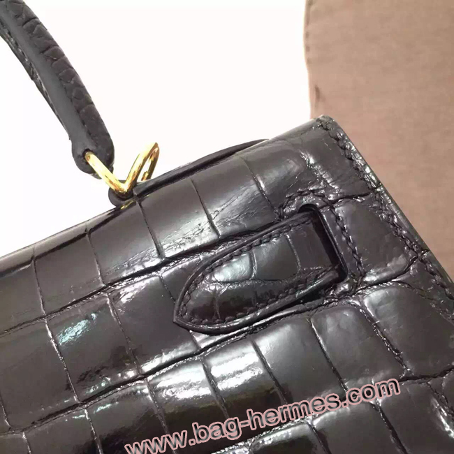 エルメス ケリー32 コーヒー クロコポロサス ゴールド金具
