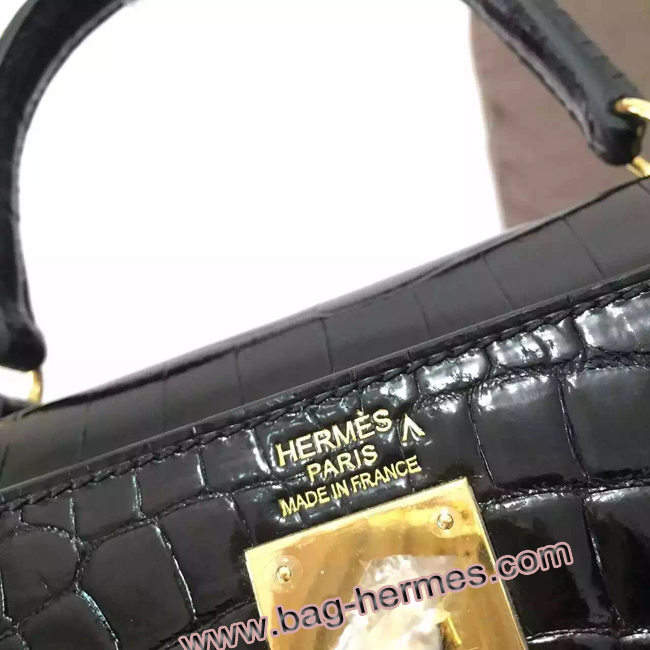 エルメス ケリー32 コーヒー クロコポロサス ゴールド金具