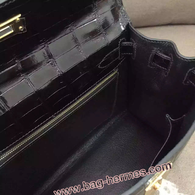 エルメス ケリー32 コーヒー クロコポロサス ゴールド金具