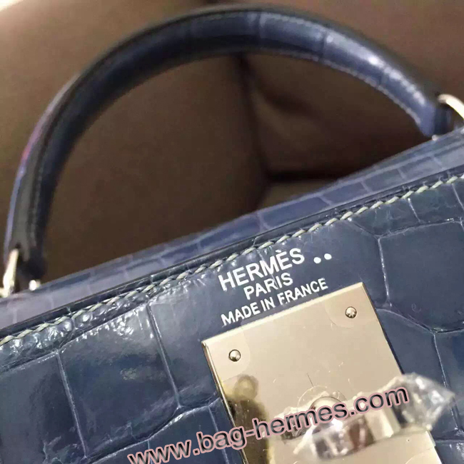 エルメス ケリー32 ブルータラサ クロコポロサス シルバー金具