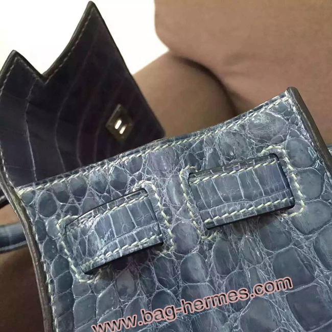 エルメス ケリー32 ブルータラサ クロコポロサス シルバー金具